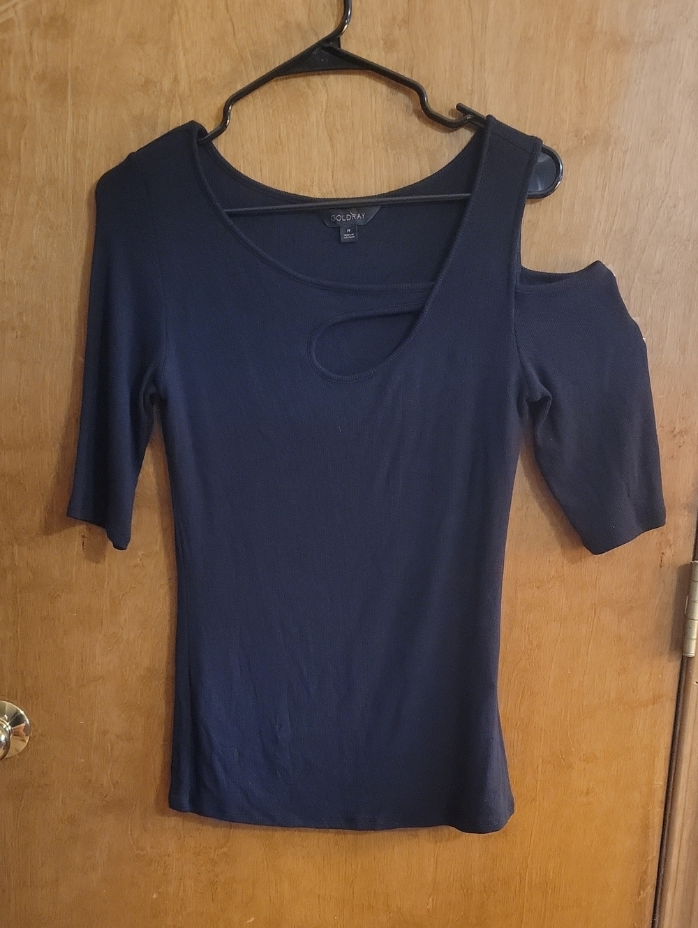 Women's Black Cutout Shoulder Top